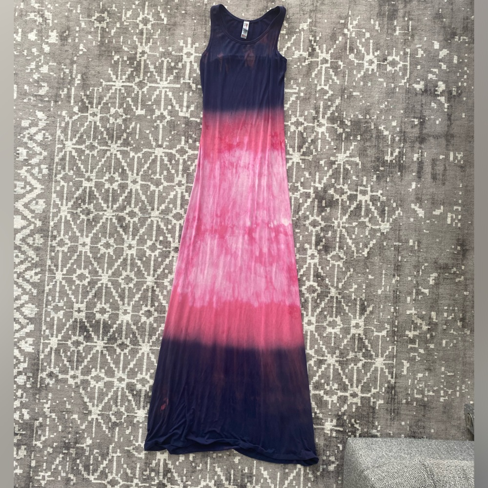 GUC M American Twist Pink Purple Tie-Die Racer back Maxi dress